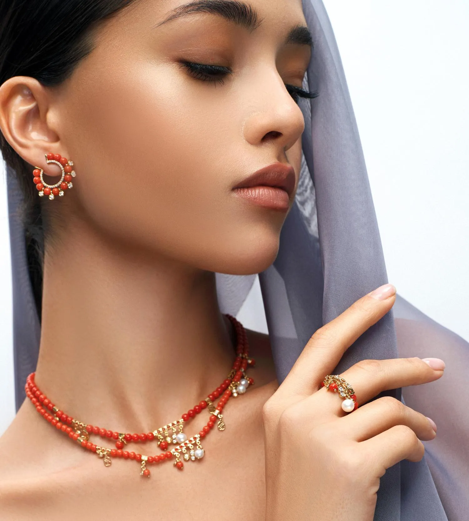 Revolve coral earrings