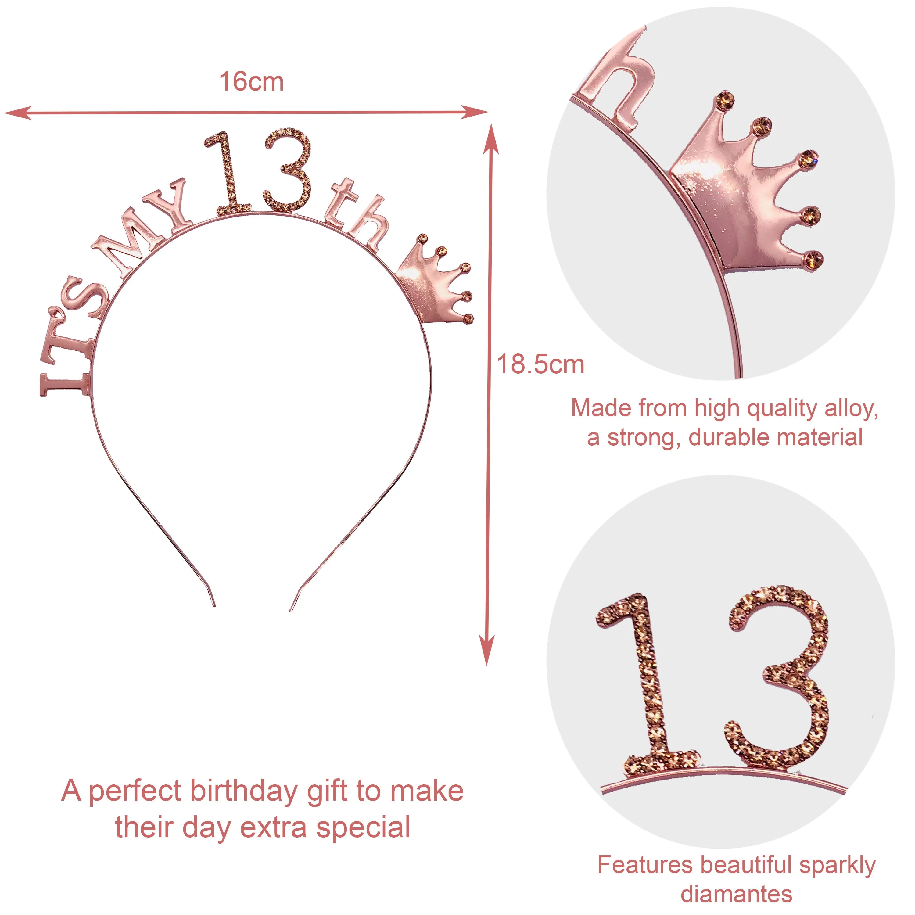 Rose Gold Rhinestone Sparkly Birthday Tiara