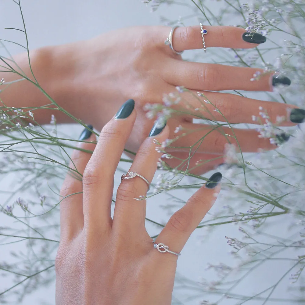 Silver Tone Wave Pinky Ring