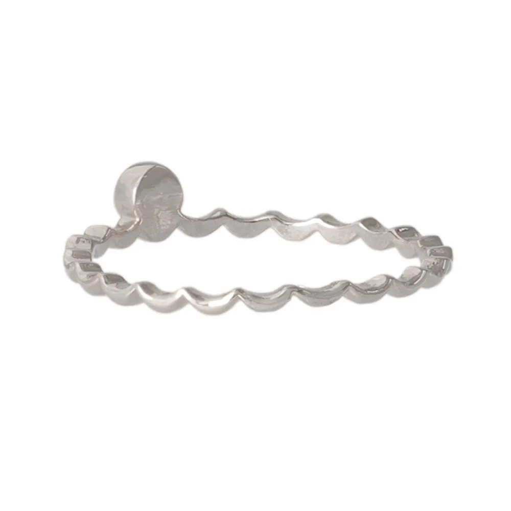 Silver Tone Wave Pinky Ring