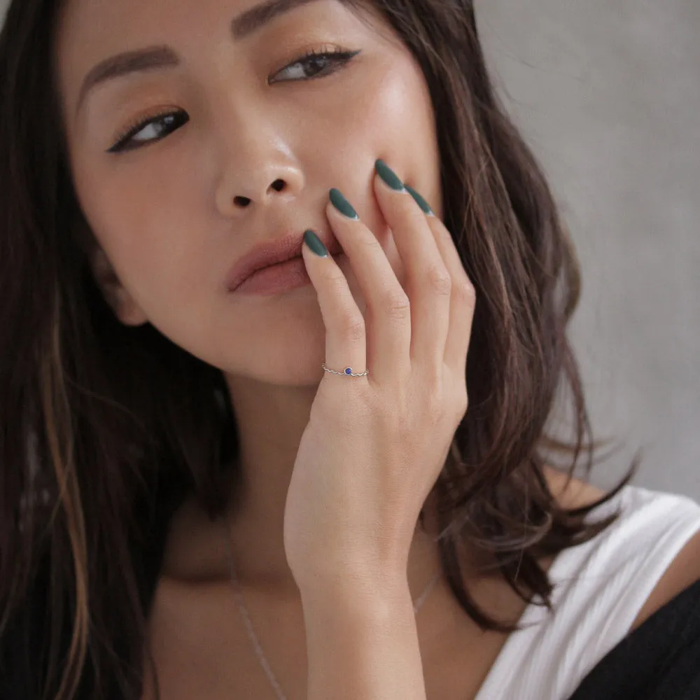 Silver Tone Wave Pinky Ring