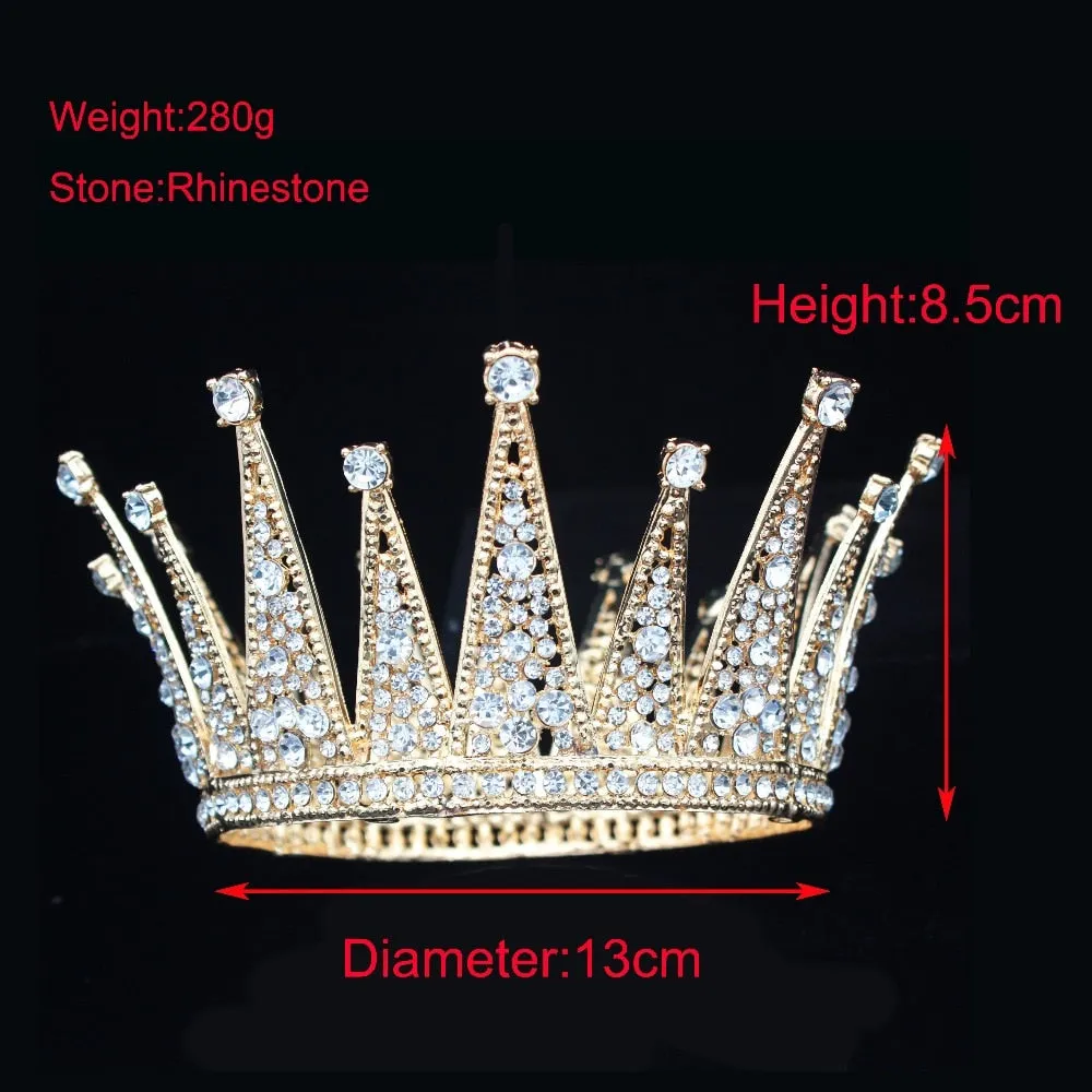 Vintage Crystal Queen Tiara Crown Pageant Wedding Hair Accessory