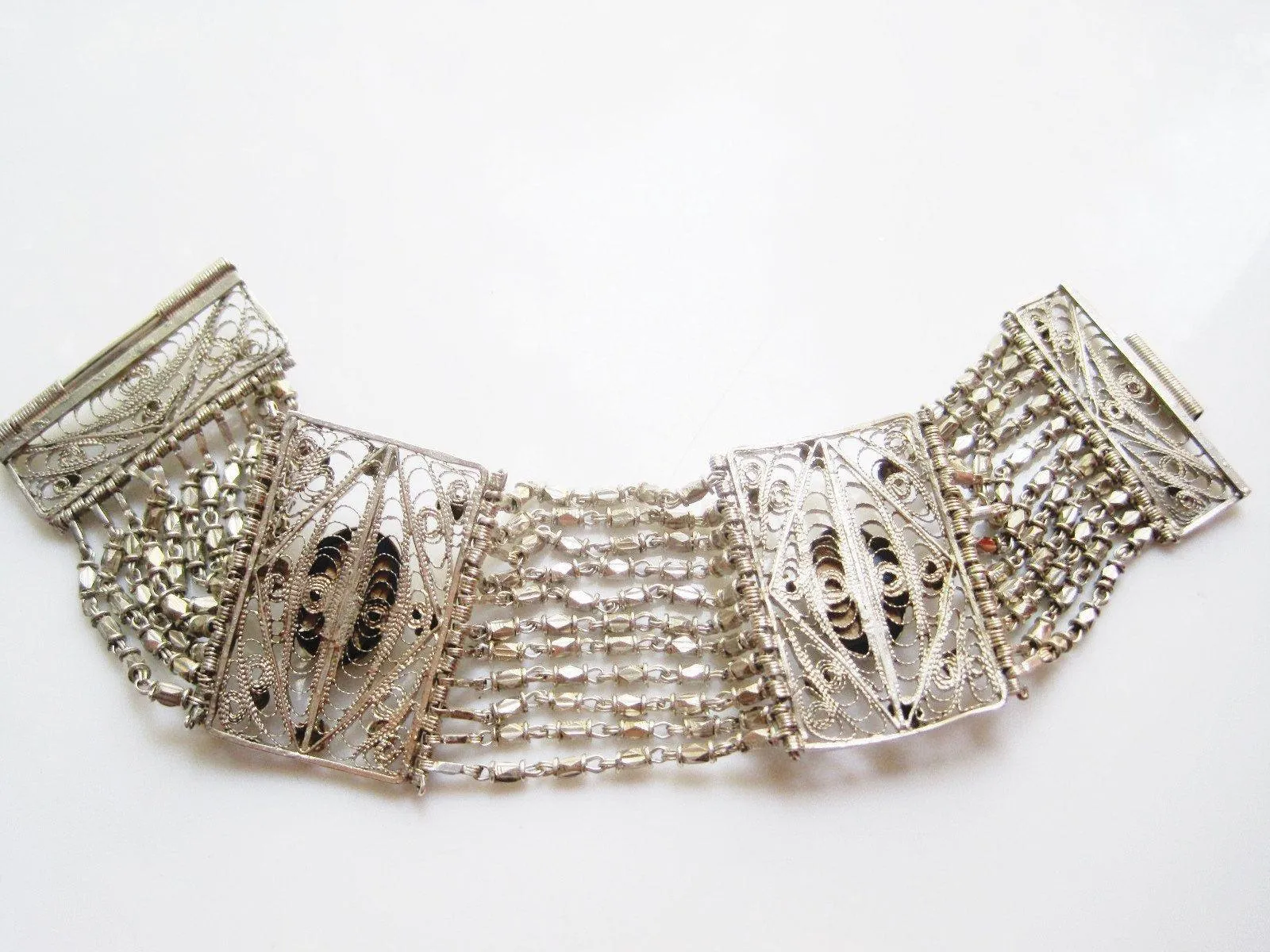 Vintage Egyptian Bracelet 800 Silver and Lapis