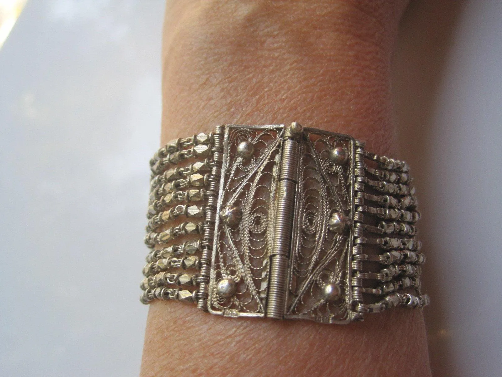 Vintage Egyptian Bracelet 800 Silver and Lapis