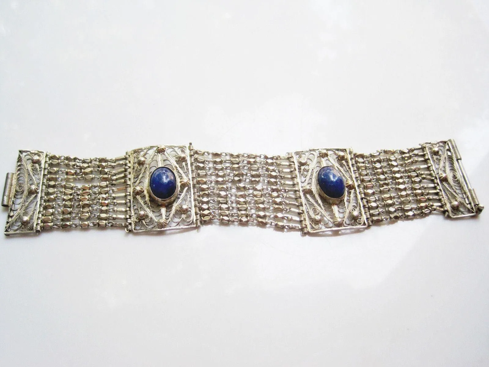 Vintage Egyptian Bracelet 800 Silver and Lapis