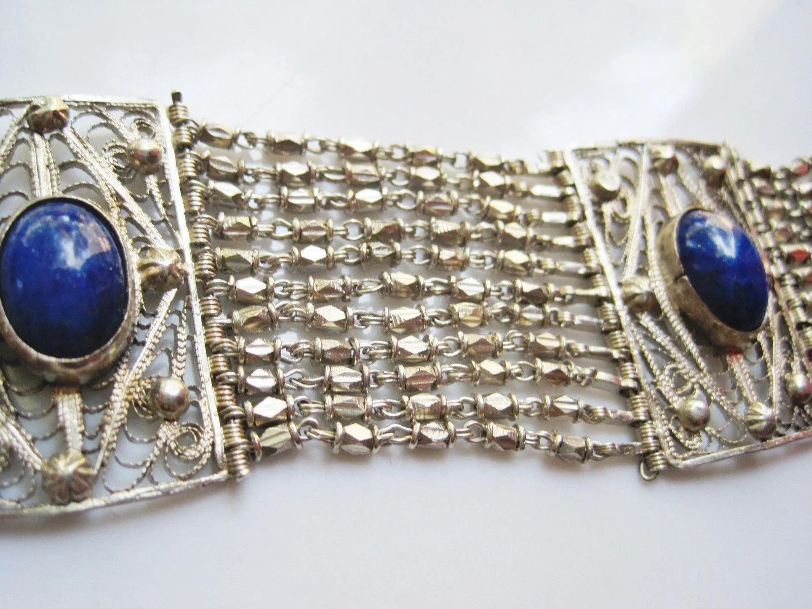 Vintage Egyptian Bracelet 800 Silver and Lapis