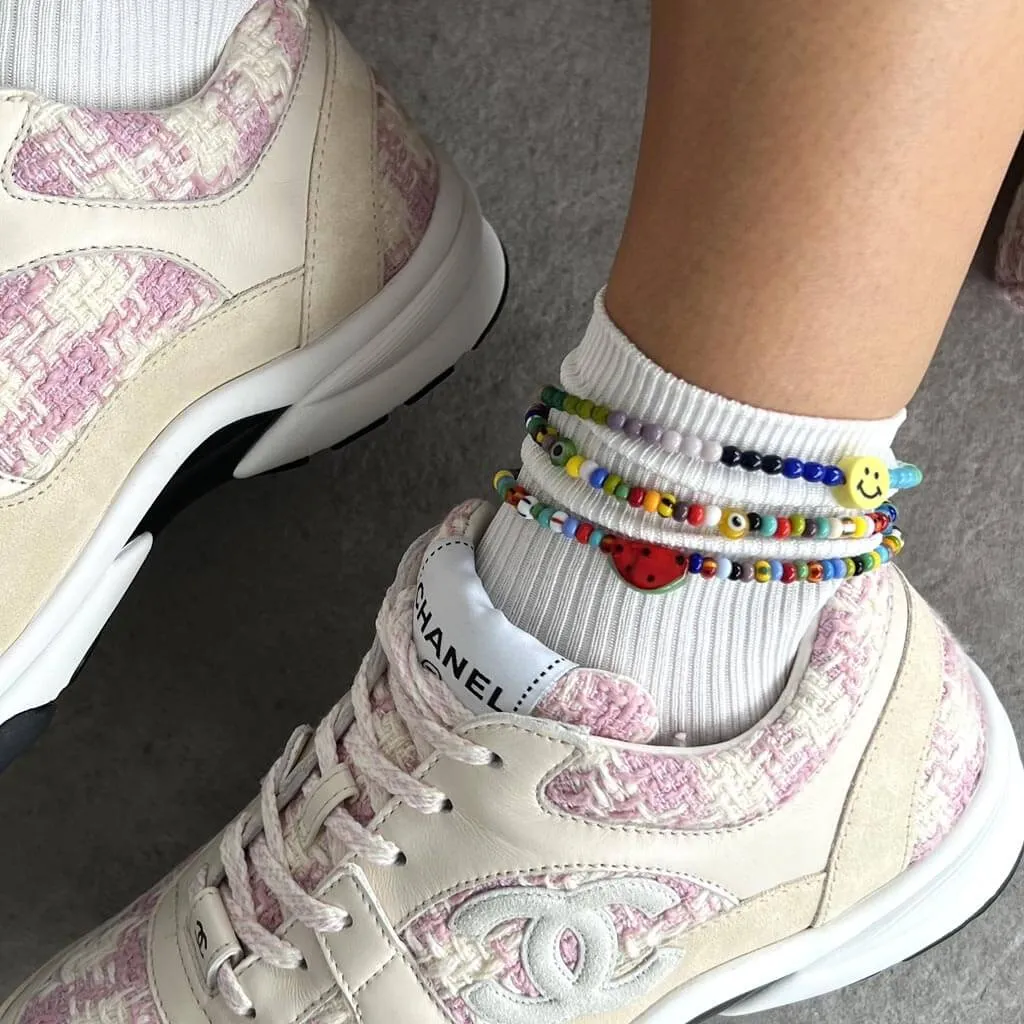 Watermelon Charm Balagan Multicolour Glass Bead Anklet