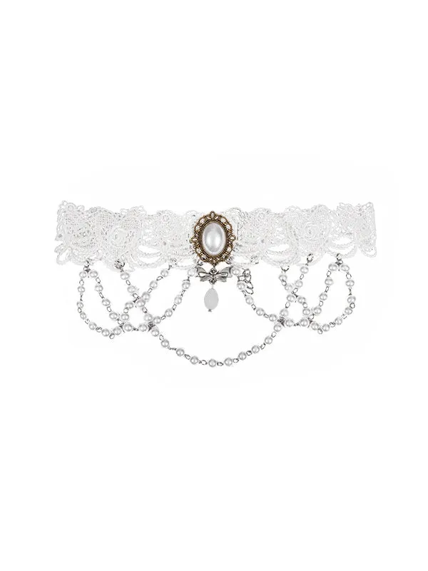 White Bead Chain Choker