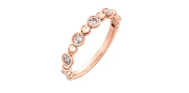 White Topaz Rose Gold Alternating Ring Stack