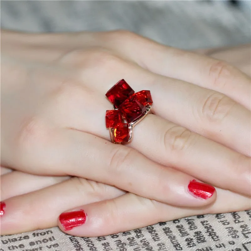 Woman's Crystal Square Stone Rings