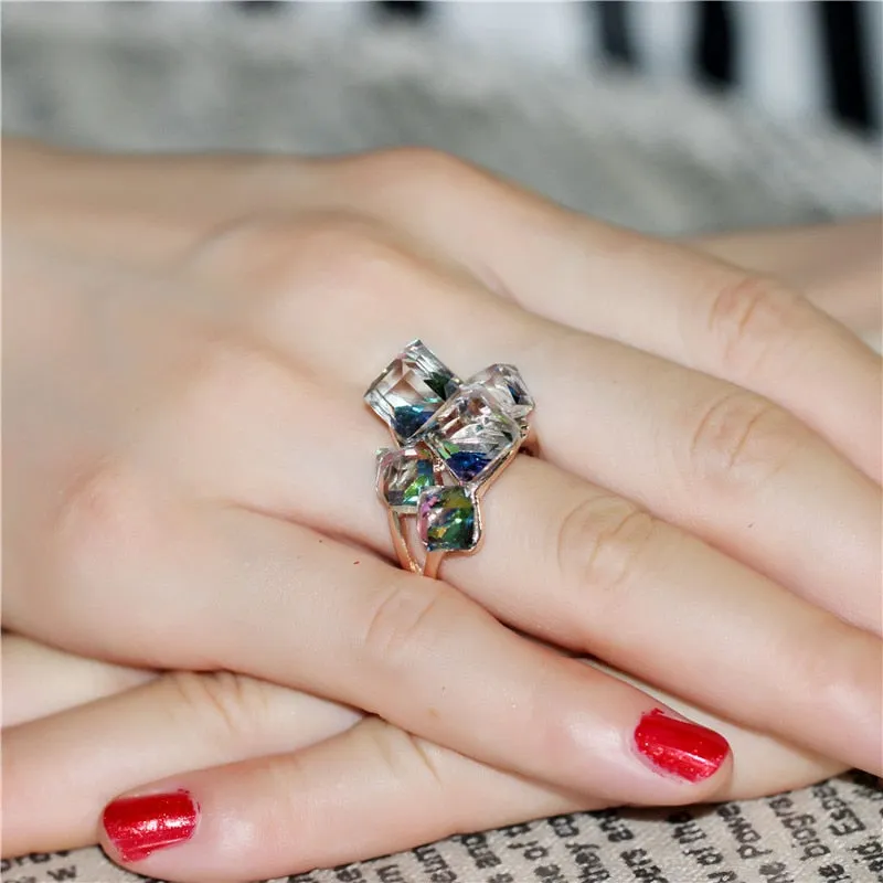 Woman's Crystal Square Stone Rings