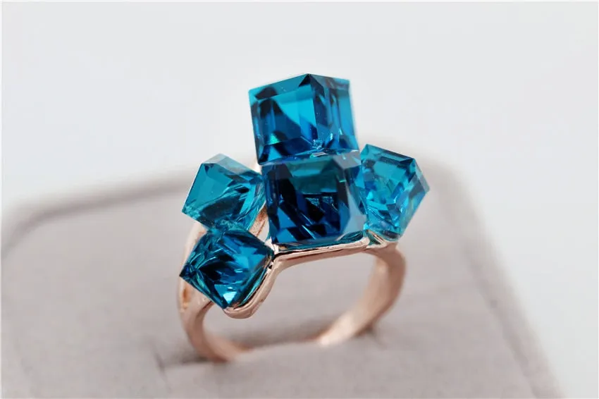 Woman's Crystal Square Stone Rings