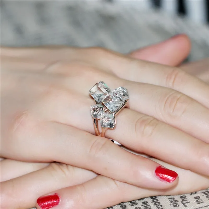 Woman's Crystal Square Stone Rings