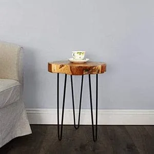 WOODHUT Rustic Slab Coffee Table Wood Side Table,End Table Irregular Shape Glossy
